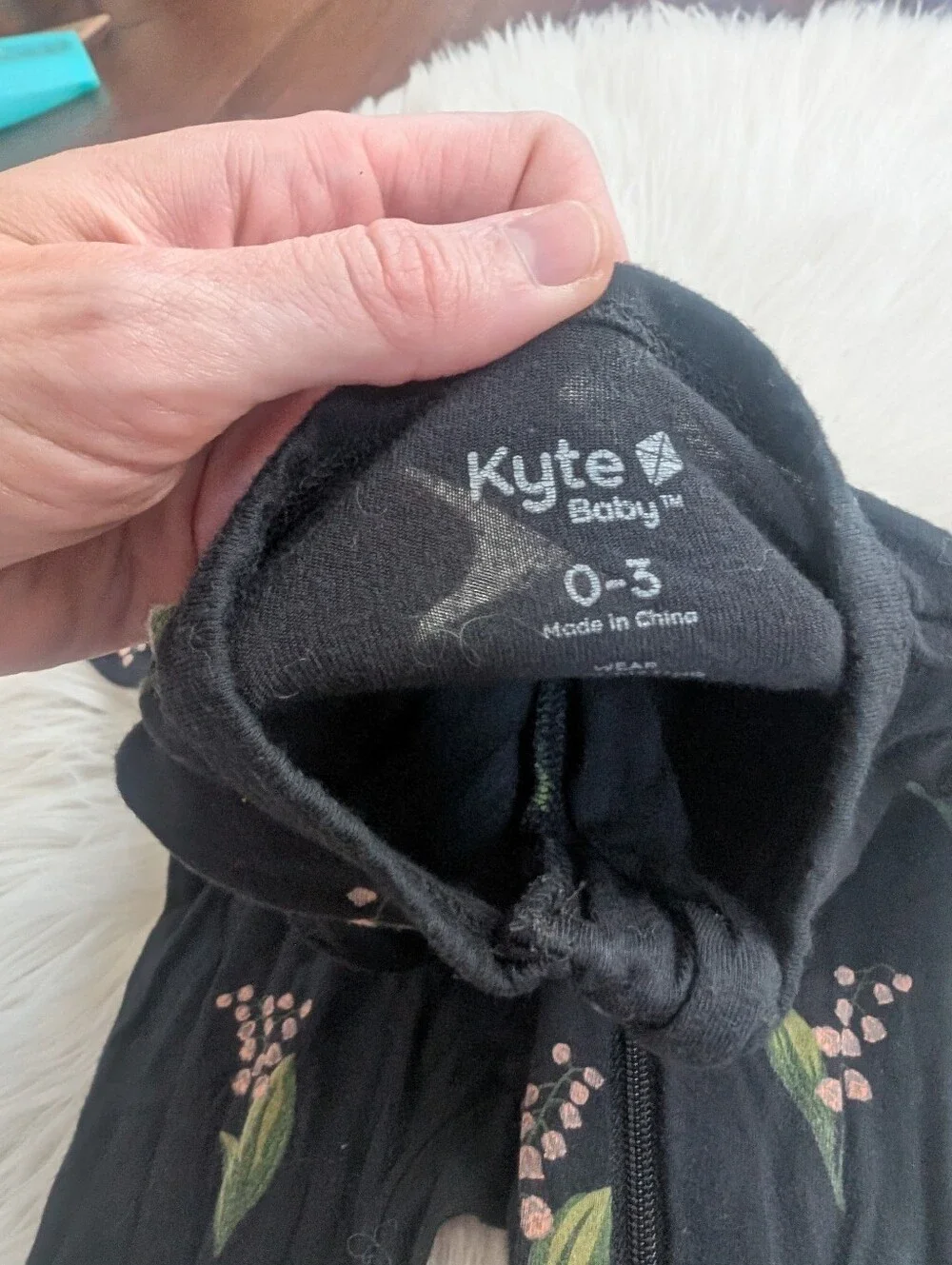 Kyte Baby Bamboo Black Floral Footed Zippered Pajamas 0-3 Months Midnight Lilly